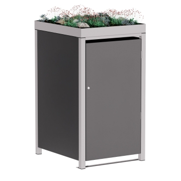 Abri pour une poubelle à 240L Tilda en anthracite avec cadre gris signal