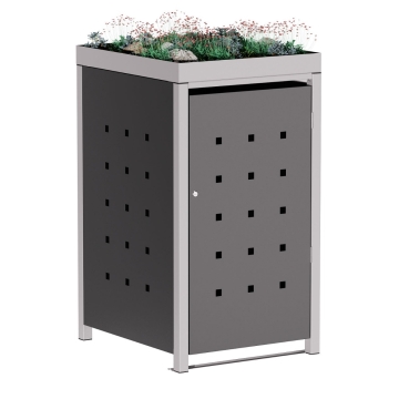 Abri pour une poubelle à 120L Anna en anthracite avec cadre gris signal