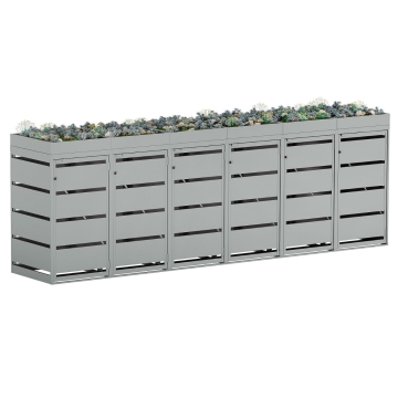 Abri pour six poubelles à 120L Egon en gris clair