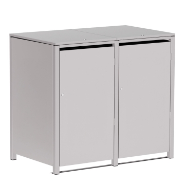 Abri pour deux poubelles à 240L Hugo en gris clair métallisé