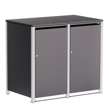 Abri pour deux poubelles à 240L Hugo en anthracite avec cadre gris signal