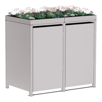 Abri pour deux poubelles à 240L Tilda en gris clair métallisé