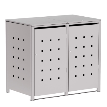 Abri pour deux poubelles à 240L Wilhelm en gris clair métallisé 