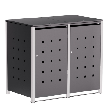 Abri pour deux poubelles à 240L Wilhelm en anthracite avec cadre gris signal