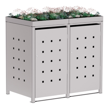 Abri pour deux poubelles à 120L Anna en gris clair métallisé