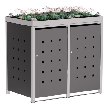 Abri pour deux poubelles à 120L Anna en anthracite avec cadre gris signal