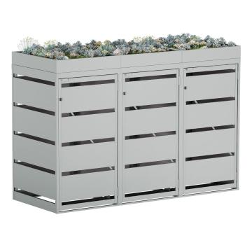 Abri pour trois poubelles à 120L Egon en gris clair