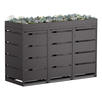 Abri pour trois poubelles à 120L Egon en noir