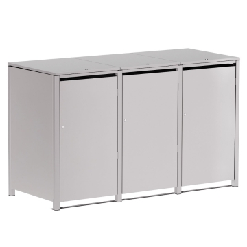 Abri pour trois poubelles à 240L Hugo en gris clair métallisé