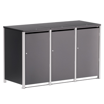 Abri pour trois poubelles à 240L Hugo en anthracite avec cadre gris signal