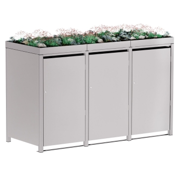 Abri pour trois poubelles à 120L Emma en gris clair mètallisé