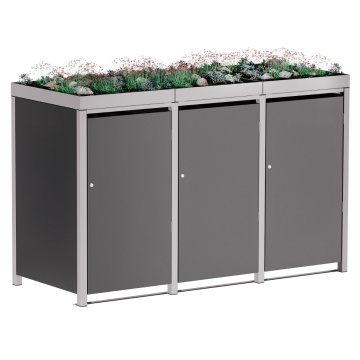 Abri pour trois poubelles à 240L Tilda en anthracite avec cadre gris signal