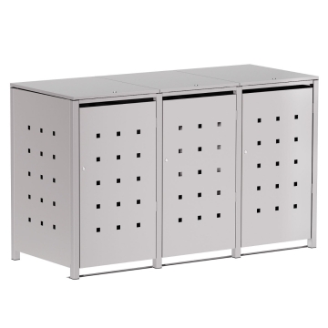 Abri pour trois poubelles à 120L Horst en gris clair métallisé 