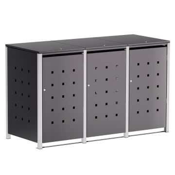 Abri pour trois poubelles à 120L Horst en anthracite avec cadre gris signal