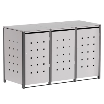 Abri pour trois poubelles à 120L Horst en gris clair métallisé avec cadre gris foncé