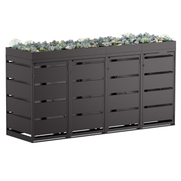 Abri pour quatre poubelles à 120L Egon en noir