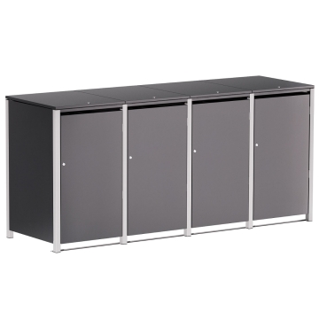 Abri pour quatre poubelles à 120L Helmut en anthracite avec cadre gris signal