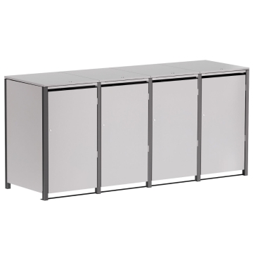 Abri pour quatre poubelles à 120L Helmut en gris clair métallisé avec cadre gris foncé