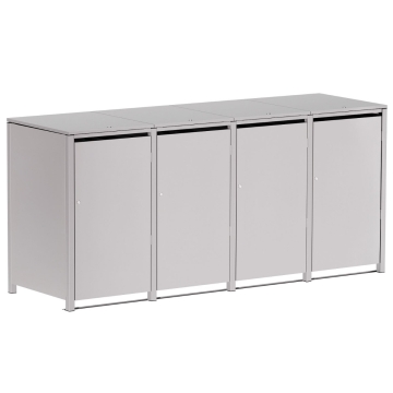 Abri pour quatre poubelles à 240L Hugo en gris clair métallisé
