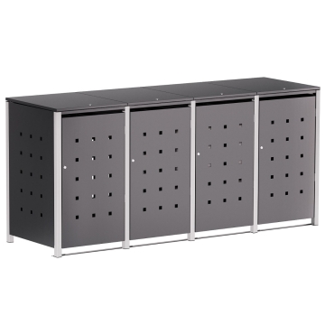 Abri pour quatre poubelles à 120L Horst en anthracite avec cadre gris signal