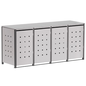 Abri pour quatre poubelles à 120L Horst en gris clair métallisé avec cadre gris foncé