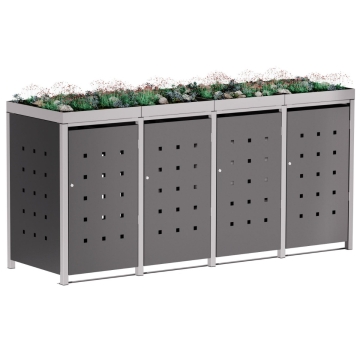 Abri pour quatre poubelles à 120L Anna en anthracite avec cadre gris signal