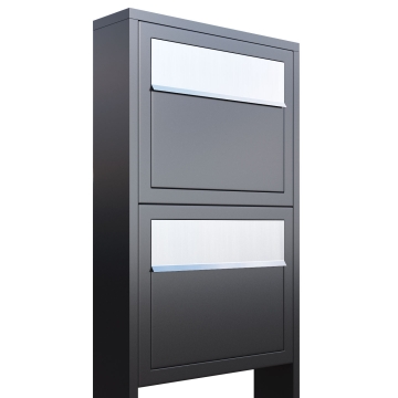 Boîte aux lettres Elegance for Two en anthracite avec rabat en acier inoxydable