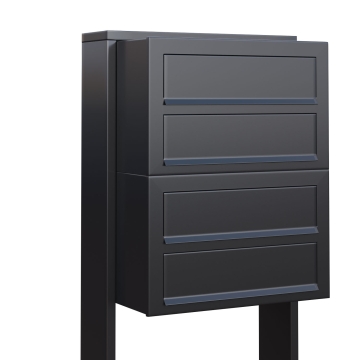 Boîte aux lettres Cube for Four en anthracite avec rabat en acier inoxydable