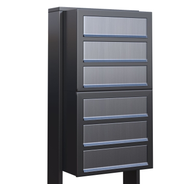Boîte aux lettres Cube for Six en anthracite avec rabat en acier inoxydable