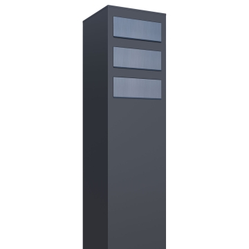 Boîte aux lettres Monolith for Three en anthracite avec rabat en acier inoxydable