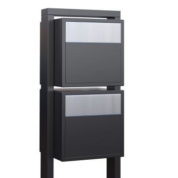 Boîte aux lettres Soprano for Two en anthracite avec rabat en acier inoxydable
