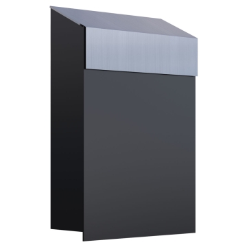 Boite aux Lettres Baby Box Noire avec rabat en acier inoxydable
