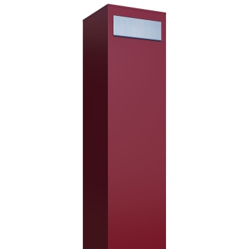 Boîte aux lettres Monolith en rouge avec rabat en acier inoxydable