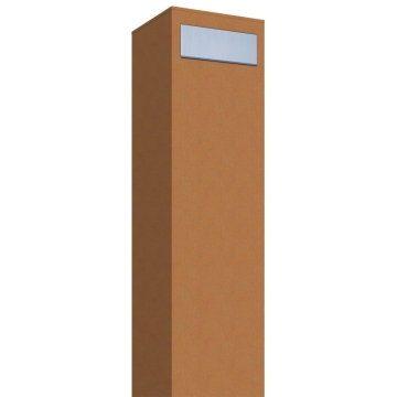 Boîte aux lettres Monolith en rouille avec rabat en acier inoxydable