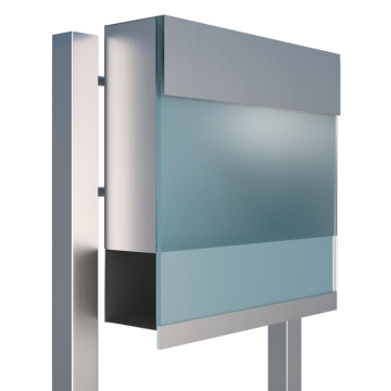 Boîte aux lettres sur pieds Manhattan Special Blue en Inox