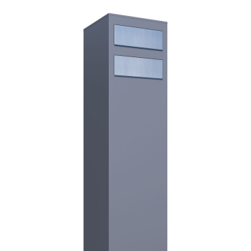 Boîte aux lettres Monolith for Two en gris avec rabat en acier inoxydable