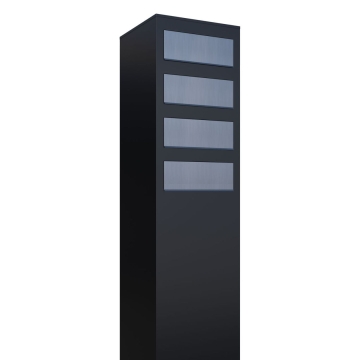 Boîte aux lettres Monolith for Four en noir avec rabat en acier inoxydable