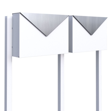Boîte aux lettres "Letter" for Two en blanc avec rabat en acier inoxydable