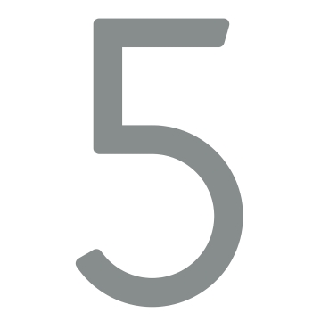 Numéro de maison auto-adhésif "5" - 152 mm en gris