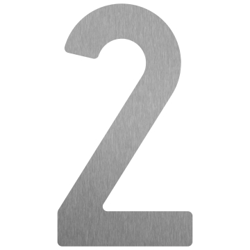 Numéro de maison auto-adhésif "2" - 76 mm en acier inoxydable