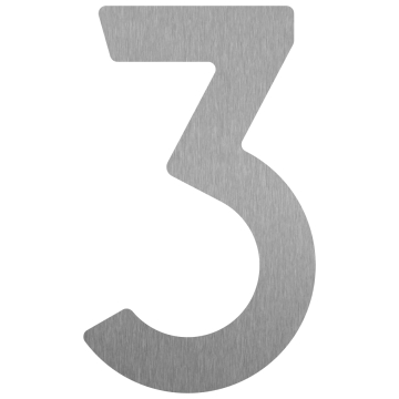 Numéro de maison auto-adhésif "3" - 76 mm en acier inoxydable