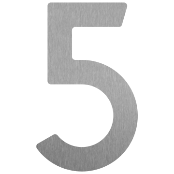 Numéro de maison auto-adhésif "5" - 76 mm en acier inoxydable