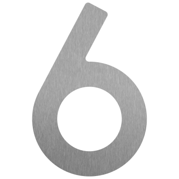 Numéro de maison auto-adhésif "6" - 76 mm en acier inoxydable