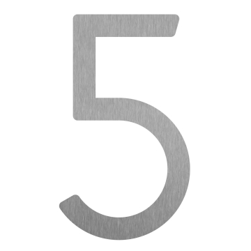 Numéro de maison auto-adhésif "5" - 152 mm en acier inoxydable