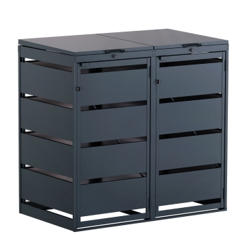 Abri pour deux poubelles à 120L Kim en anthracite