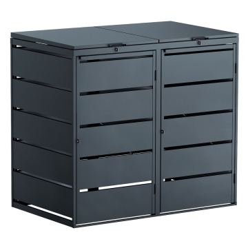Abri pour deux poubelles à 240L Edda en anthracite