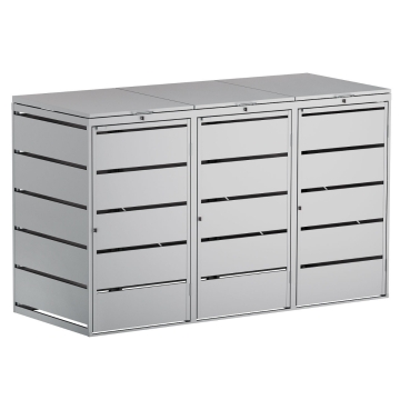 Abri pour trois poubelles à 240L Edda en gris clair