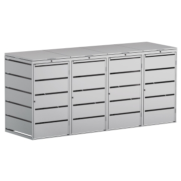 Abri pour quatre poubelles à 240L Edda en gris clair