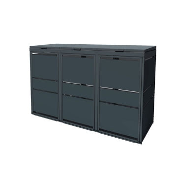 Abri pour trois poubelles à 120L Oskar en anthracite 
