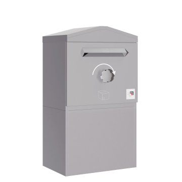 Boîte à colis München à toit pointu -  taille L en Gris agate | retrait arrière - sur pied